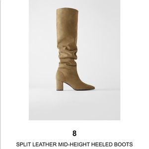 Zara over-the-knee tan suede leather boots. Size 39 or 8. NTW